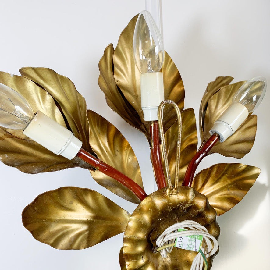Hans Kogl Gold and Silver Leaf Wall Light