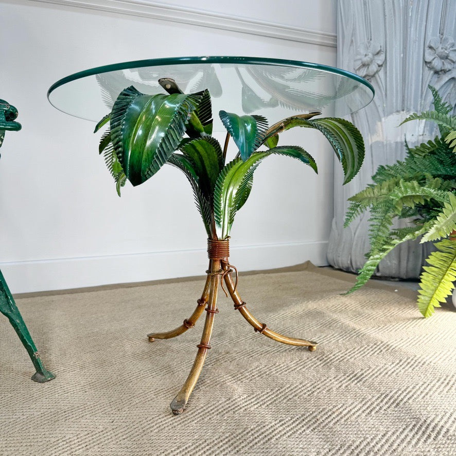 1970's Italian Toleware Faux Bamboo Palm Table