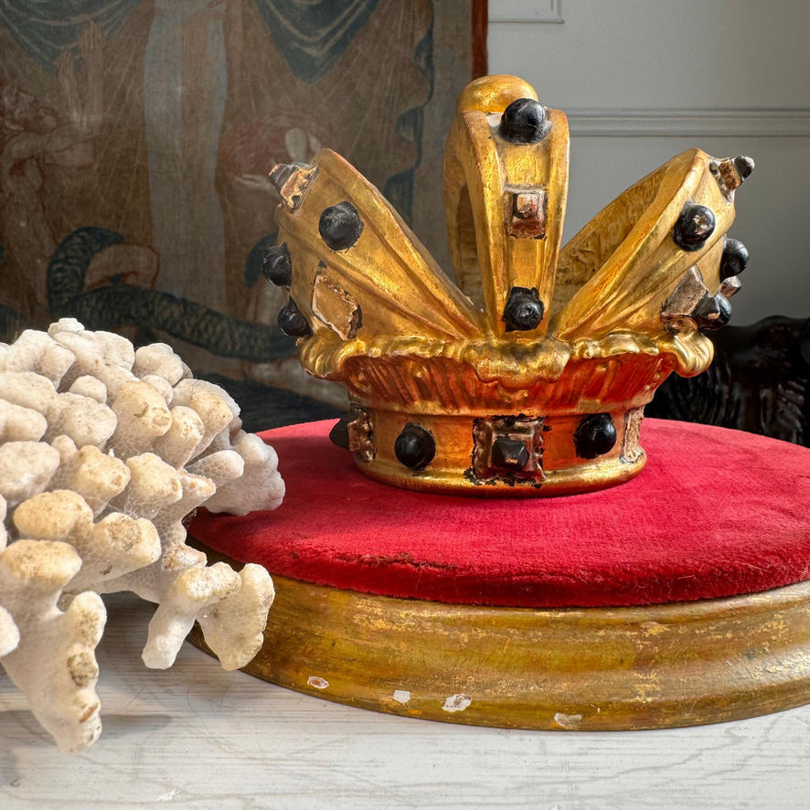 Antique Giltwood and Gesso Catholic Processional Crown