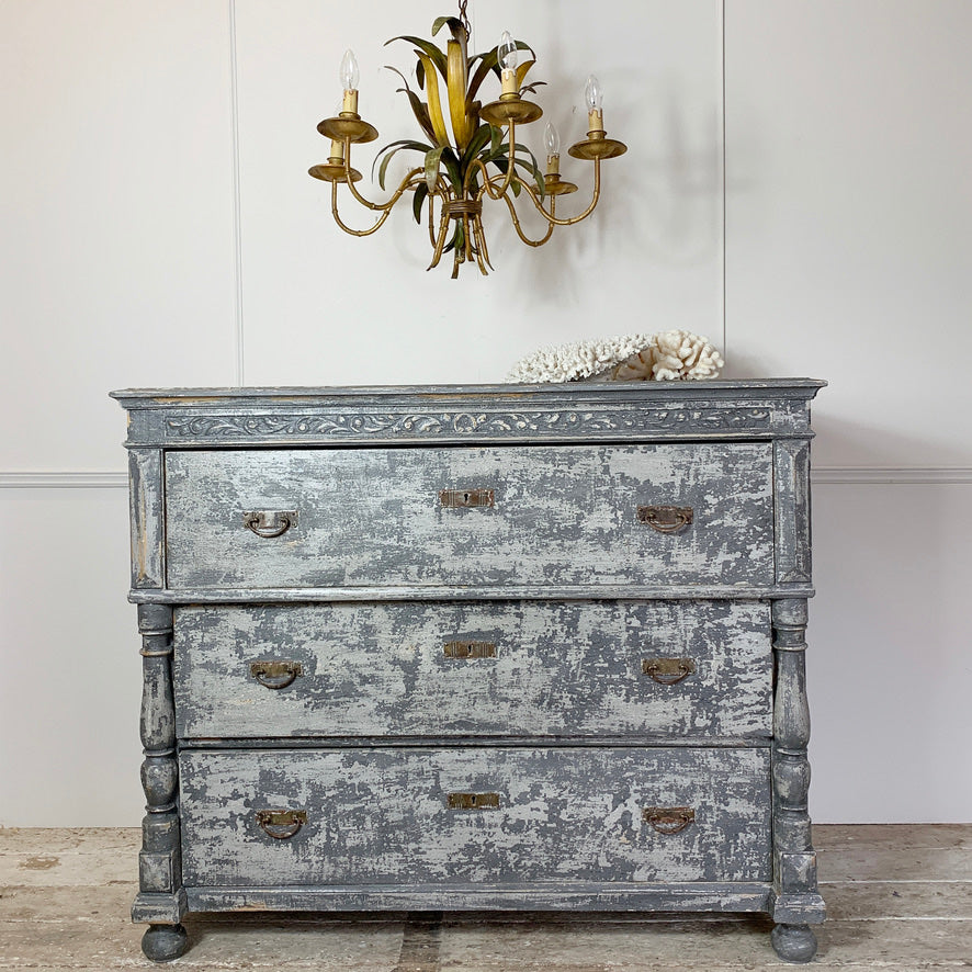 Large Grey French Chest Of Drawers 1930's