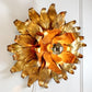 1960s Large Toleware Italian Gold Flower Light