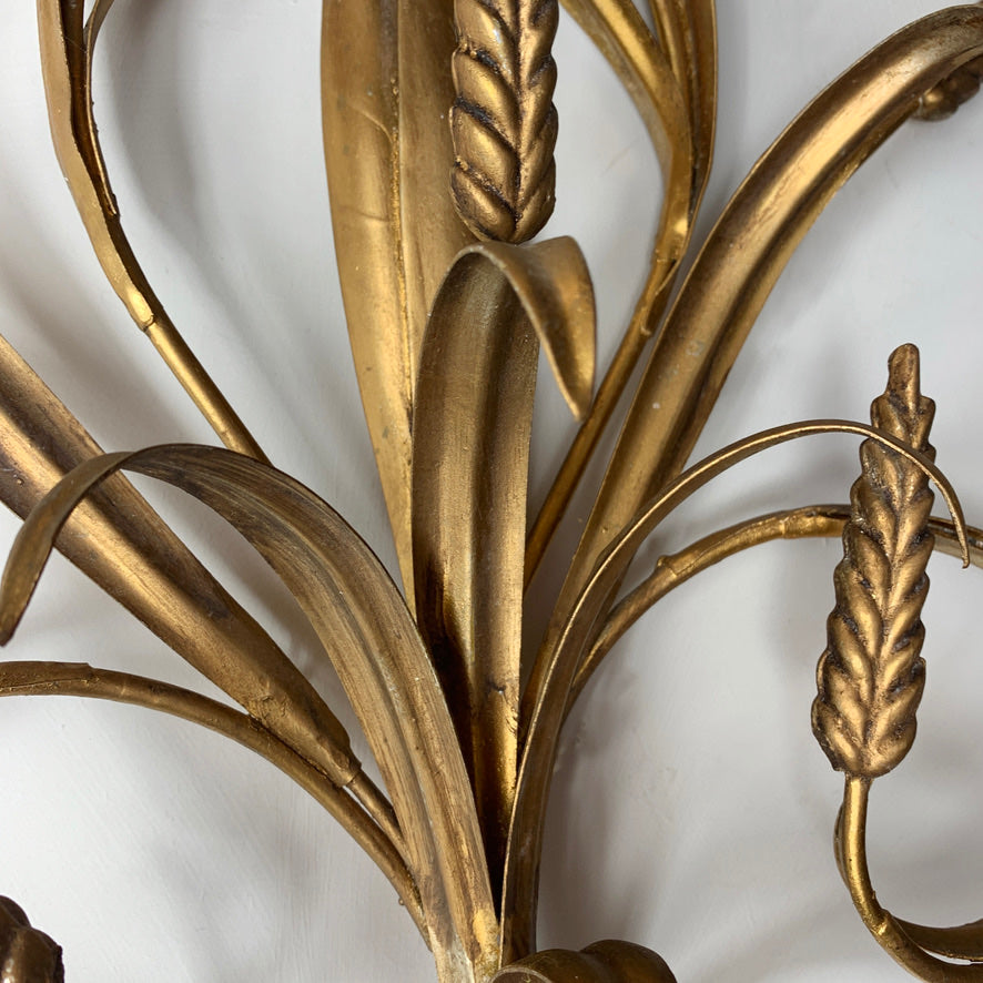 Set Of 3 Hans Kogl Gold Wheat Sheaf Wall Lights