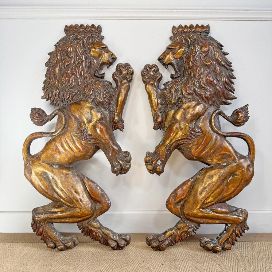 Pair of Vintage Lion Wall Plaques