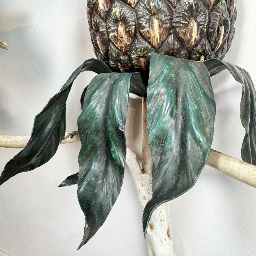 Polychrome Painted 1930's Italian Pineapple Wall Light