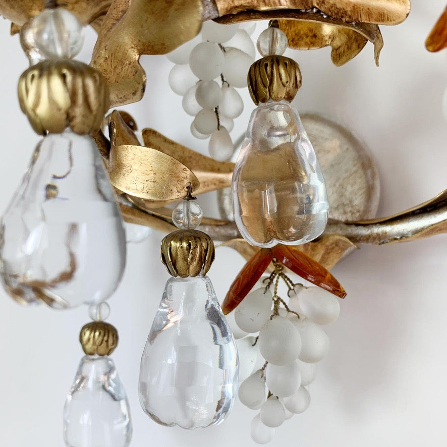 Pair of Banci Firenze Gold Crystal Grape and Pear Wall Lights