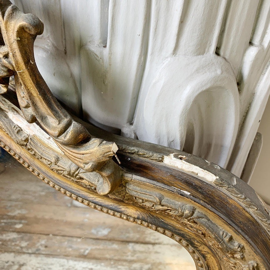 19th Century French Crested Gold Gesso Mirror