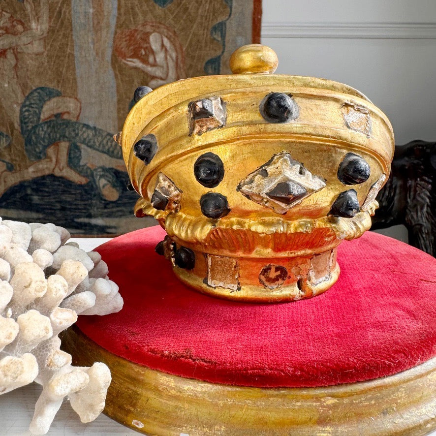 Antique Giltwood and Gesso Catholic Processional Crown