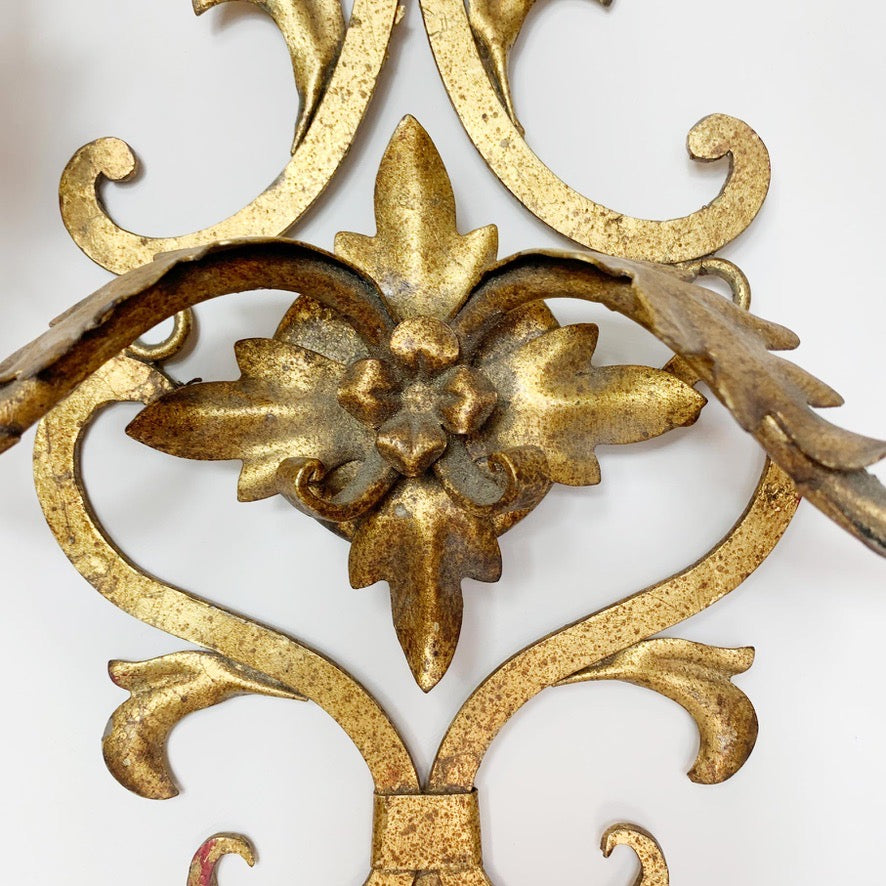 Spanish Gilt Iron Baroque Wall Light 1950's