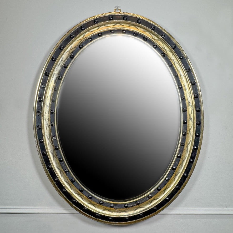 Large Regency Irish Giltwood and Ebonised Wall Mirror