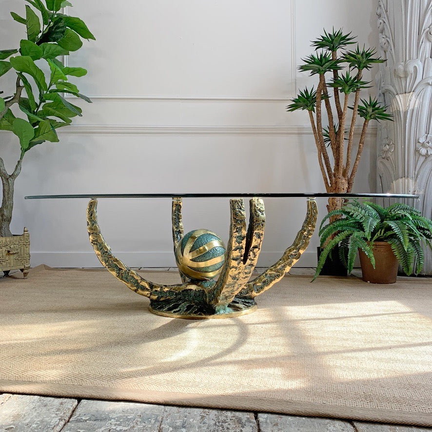 Henri Fernandez Gold Brutalist Bronze 'Octo' Coffee Table