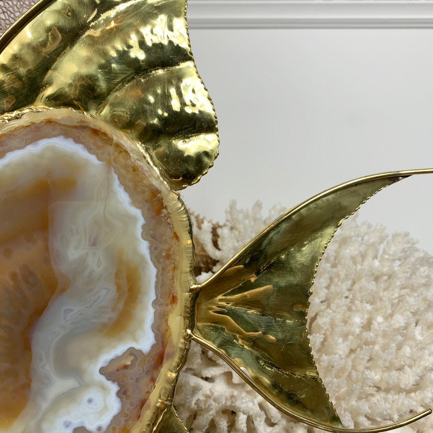 Duval Brasseur Large Gold Agate Angel Fish Lamp