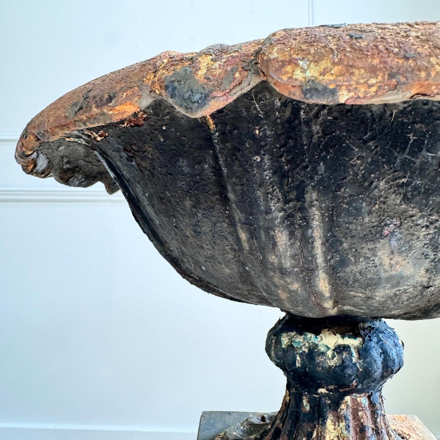 Antique Handyside Style Cast Iron Tazza Urn on Plinth 19th Century