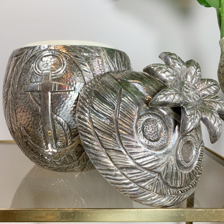 Modernist Silver Breton Design Ice Bucket in the Style of Marc Chagall, 1950's