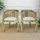 Pair of 19th Century Green Queen Anne Revival Chinoiserie Bergere Chairs