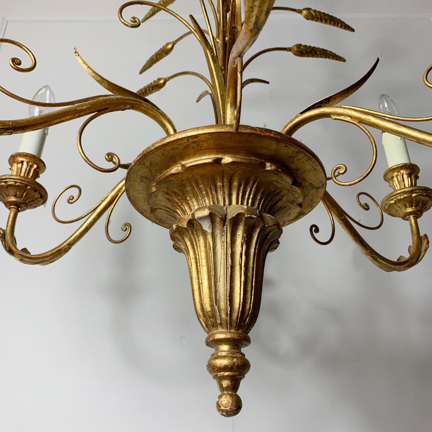 1960's Italian gilt wheat sheaf chandelier
