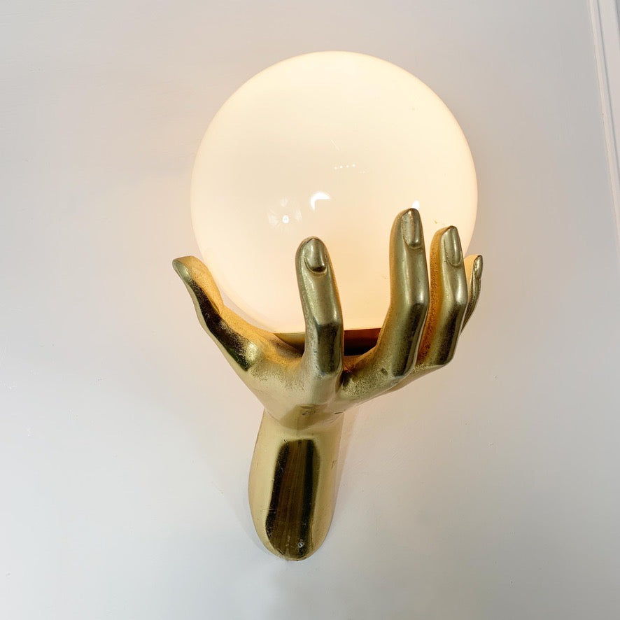 Maison Arlus Gilt Gold Bronze Hand Wall Sconce France 1970's
