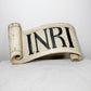 Carved Wood Religious INRI Scroll 18th Century