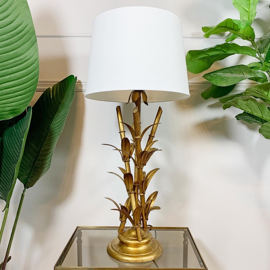 Italian Gold Faux Bamboo Table Lamp 1950's
