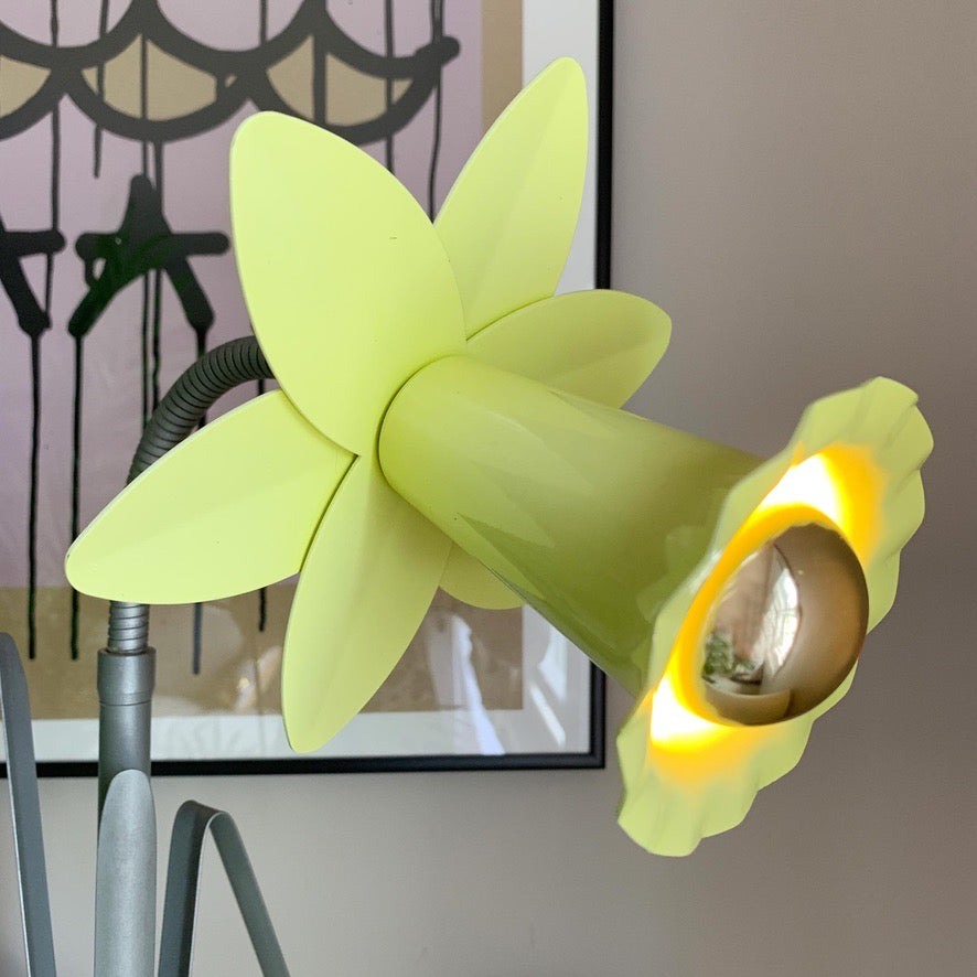 Iconic Bliss Yellow and Silver Daffodil Table Lamp 1980's