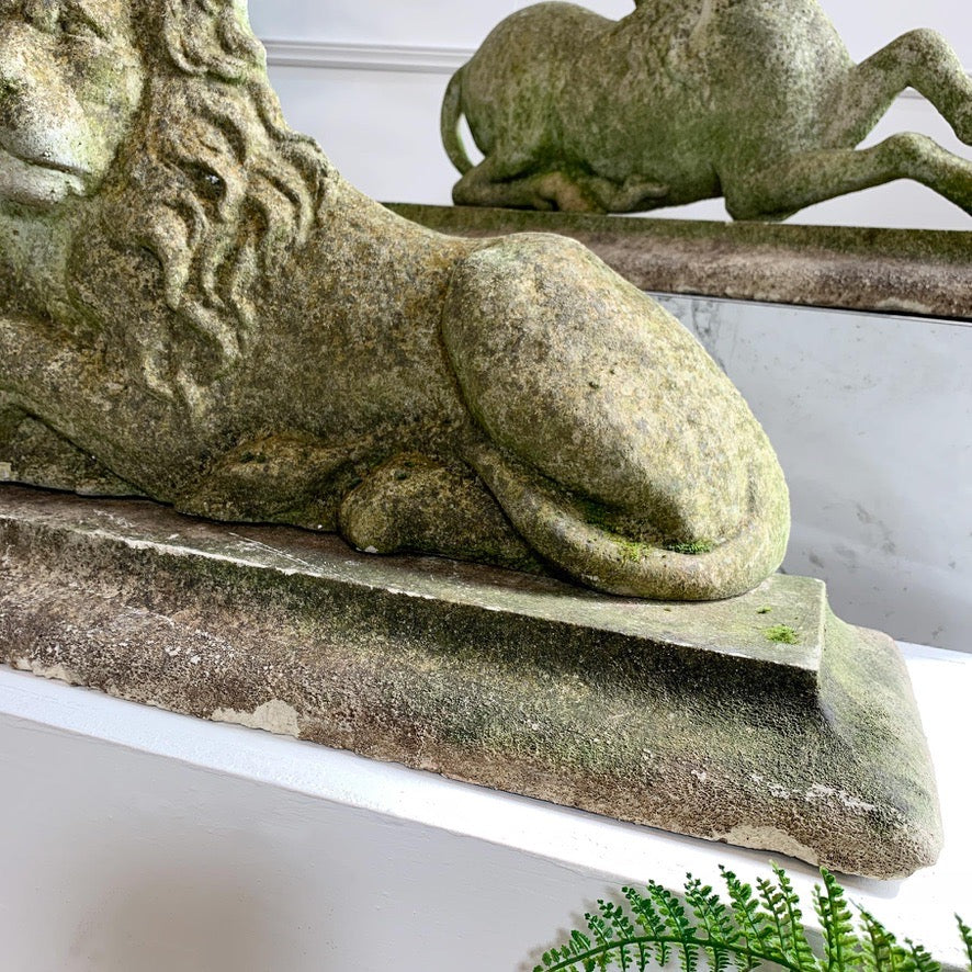 19th Century Heraldic Lion and Unicorn Statues