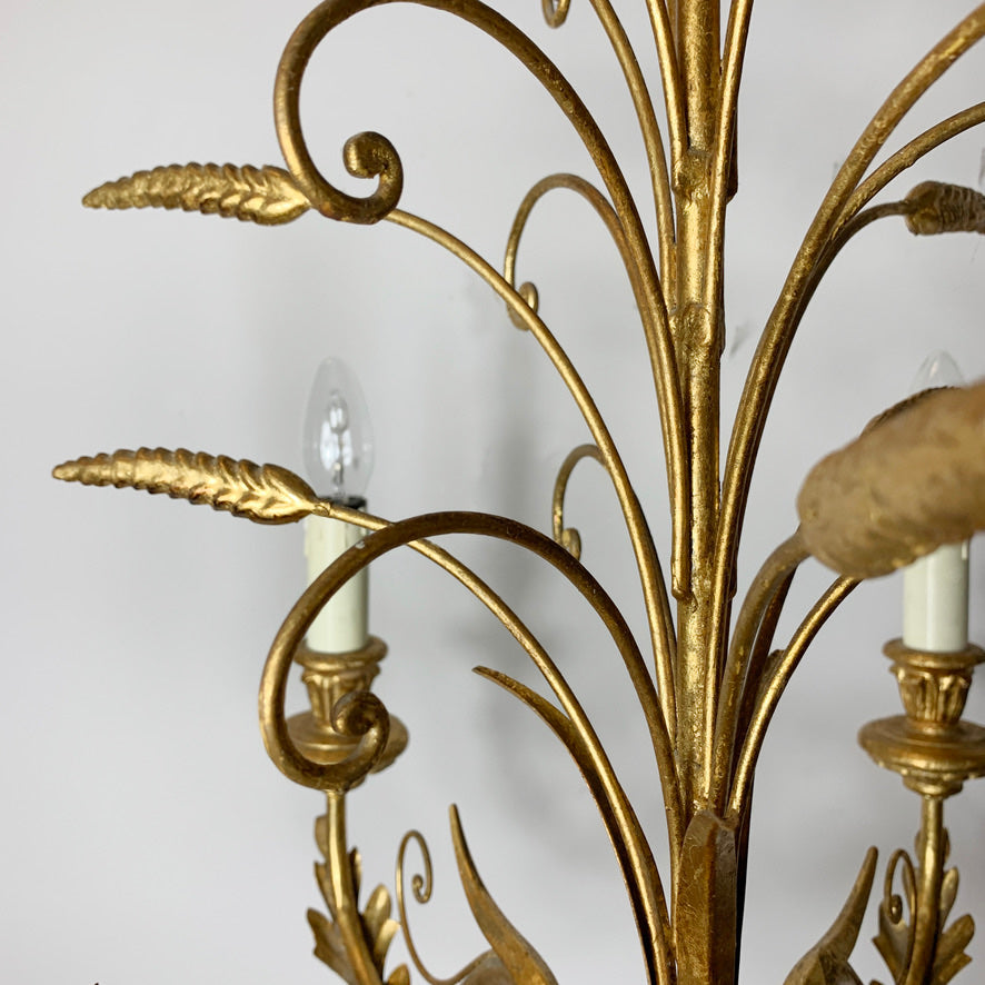 1960's Italian gilt wheat sheaf chandelier