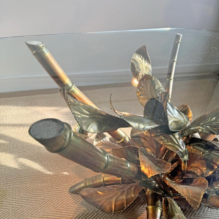 Maison Jansen Faux Bamboo Illuminated Gold Table 1970's