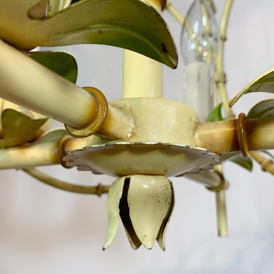 Pair of Faux Bamboo Pagoda Chandeliers Italy 1950's