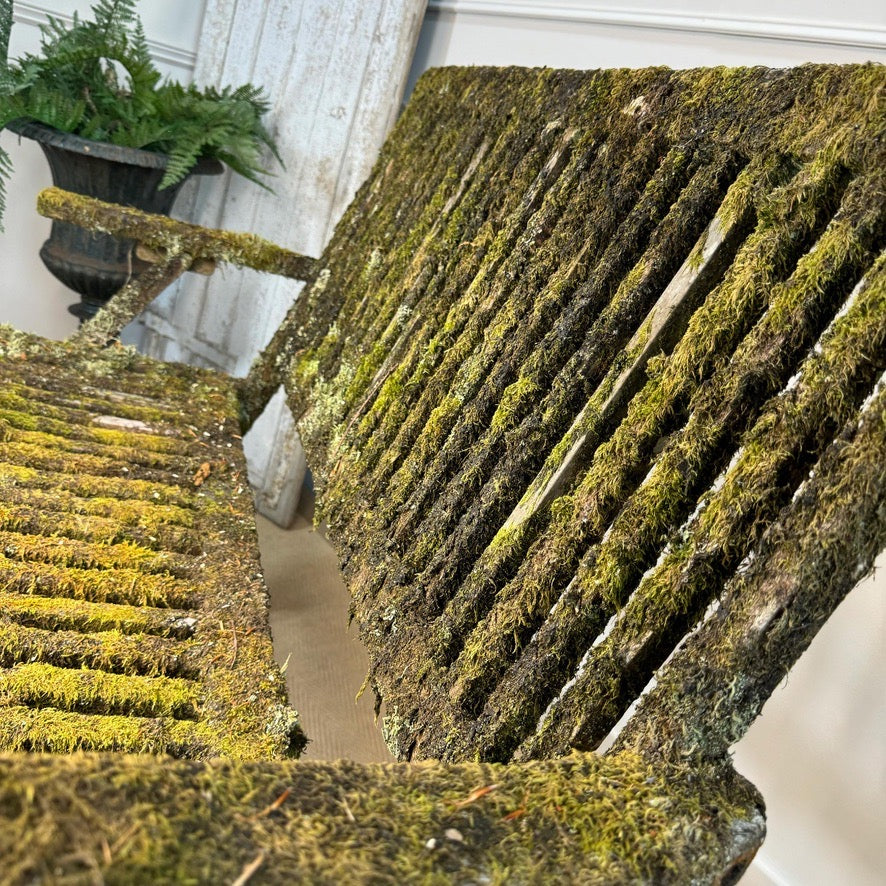 Mossy Folding Wooden Garden Bench