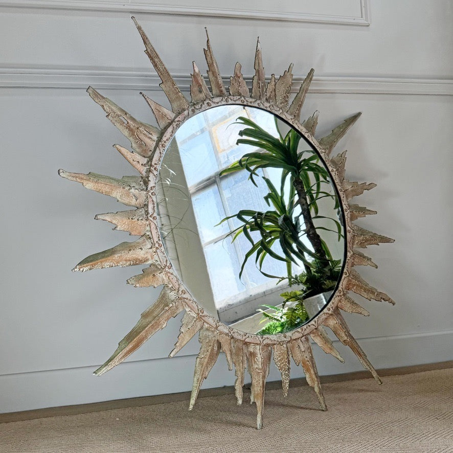 Large Brutalist Sunburst Mirror