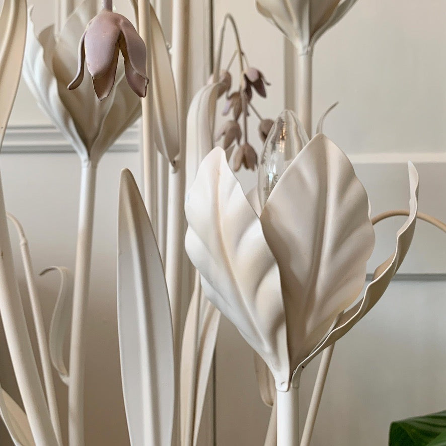 Hans Kogl White and Soft Pink Flower Floor Lamp