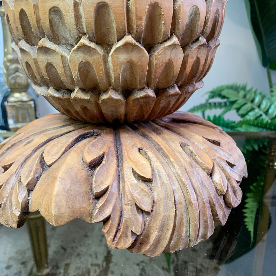 Maison Jansen Carved Wooden Pineapple Table Lamp