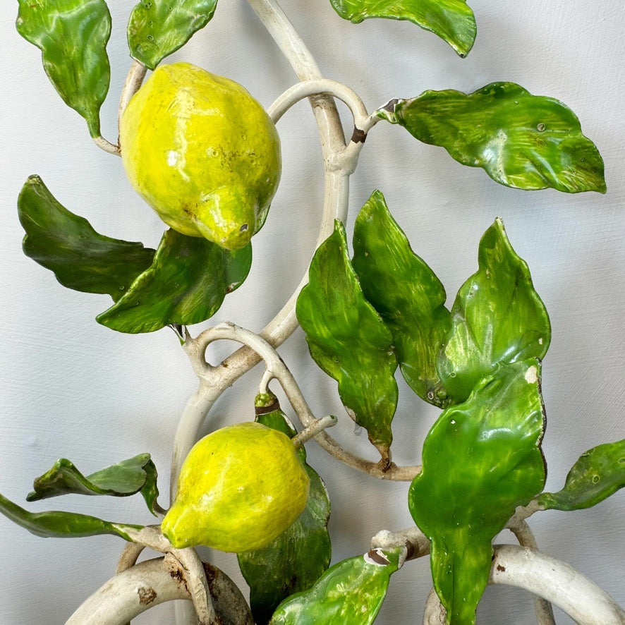 Pair of Amalfi Tole Lemon Wall Lights Italy 1950's