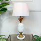 Italian Gilt Metal and White Ceramic Pineapple Table Lamp