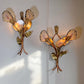 Henri Fernandez Signed Agate and Brass Wall Lights
