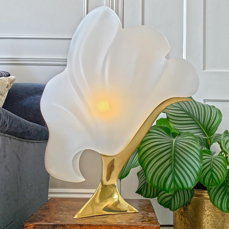 Rare Maison Rougier White Figural Shell Lamp 1970's