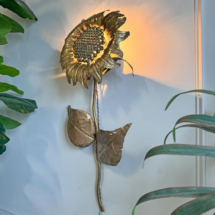 Sunflower Wall Light in brass signed by P Mas Rossi 1970's