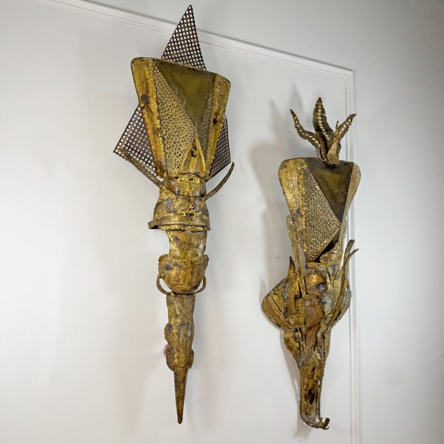 Francois Melin Brutalist Wall Light Sculptures