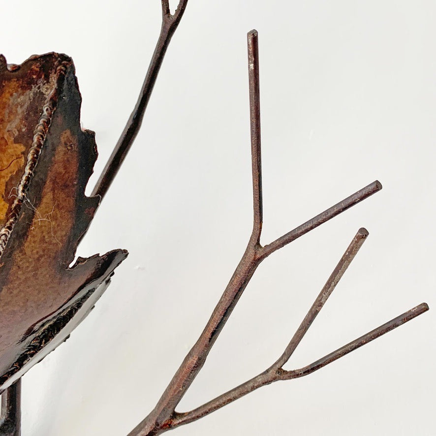 Brutalist Copper Leaf & Branch Wall Sconce