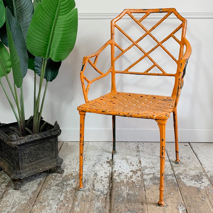 Brown Jordan Faux Bamboo Orange Conservatory Chair