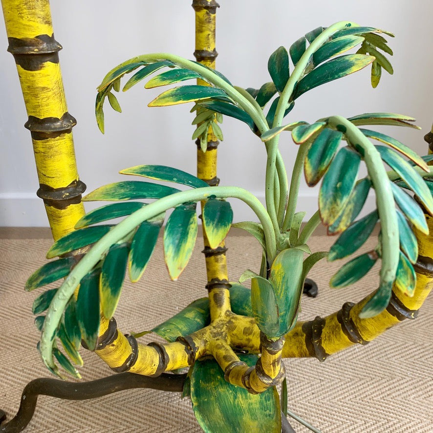Polychrome Green Palm Tree Floor Lamp France 1940's