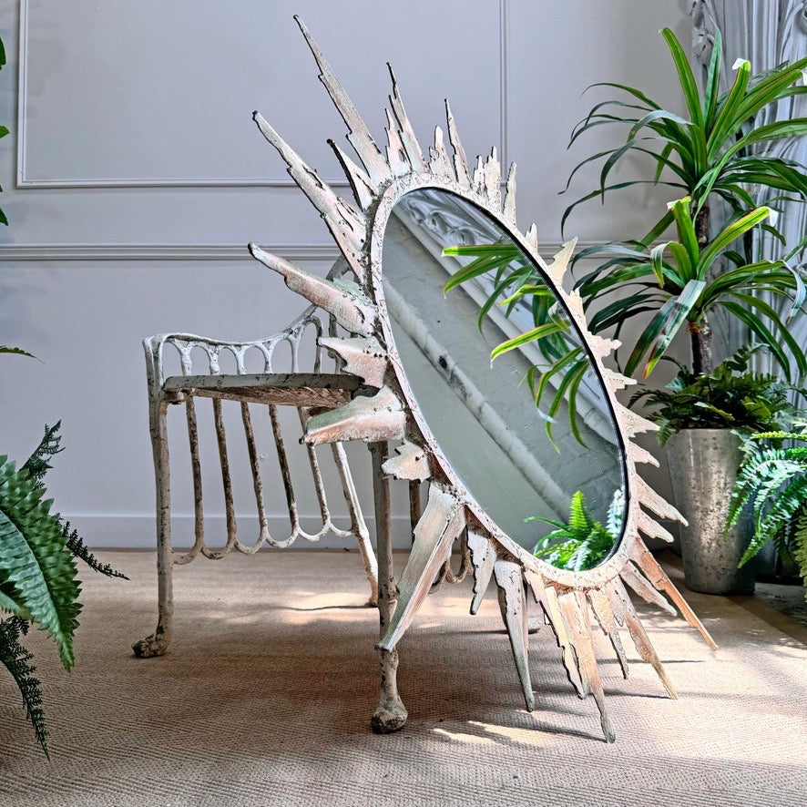Large Brutalist Sunburst Mirror