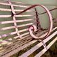 Early Victorian Scroll Arm Wrought Iron Pink Bench of Exceptional Proportions