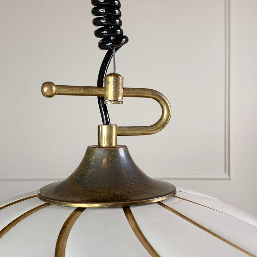 Tommaso Barbi Huge White and Gold Ceramic Pendant Light