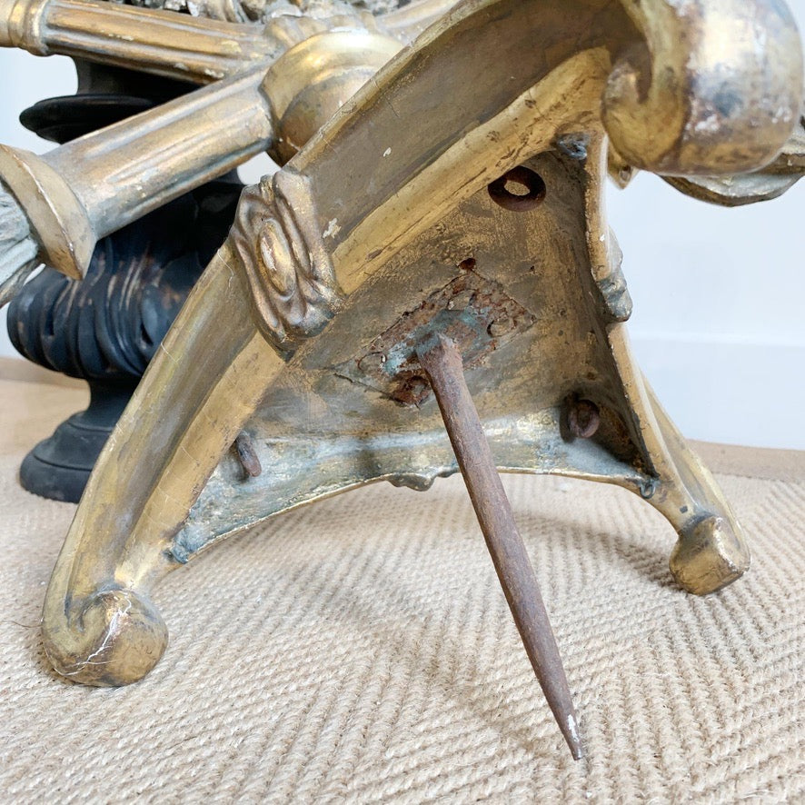 Large 18th Century Gold Religious Processional Cross on Later Base