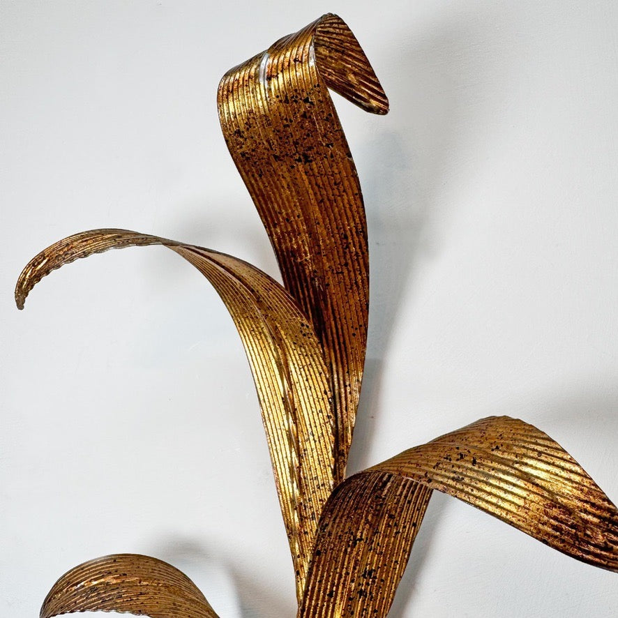 Vintage Silver and Gilt Leaf Wall Light 1970s Italian