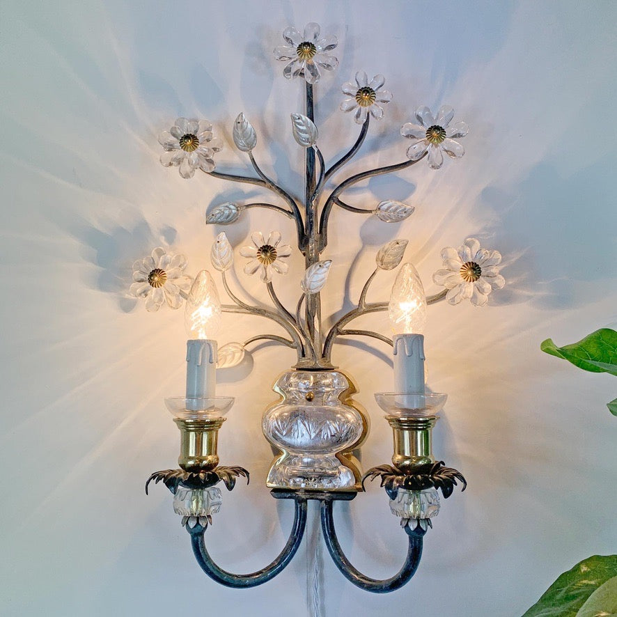 Banci Firenze Murano Glass Flower Wall Sconce