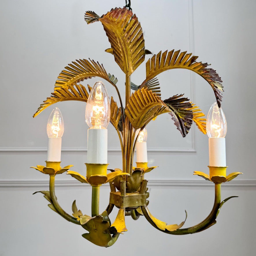 1970s Italian Palm Leaf Chandelier