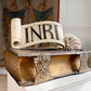 Carved Wood Religious INRI Scroll 18th Century