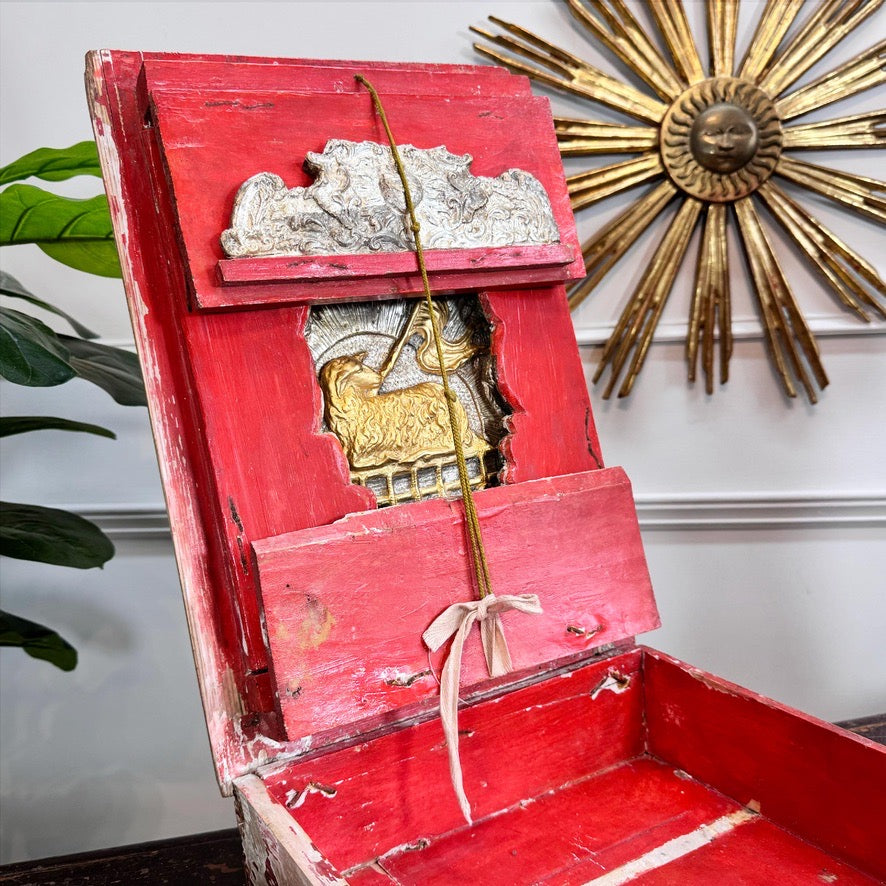 Antique Baroque Bible Box 18th Century Pastiglia Decorated