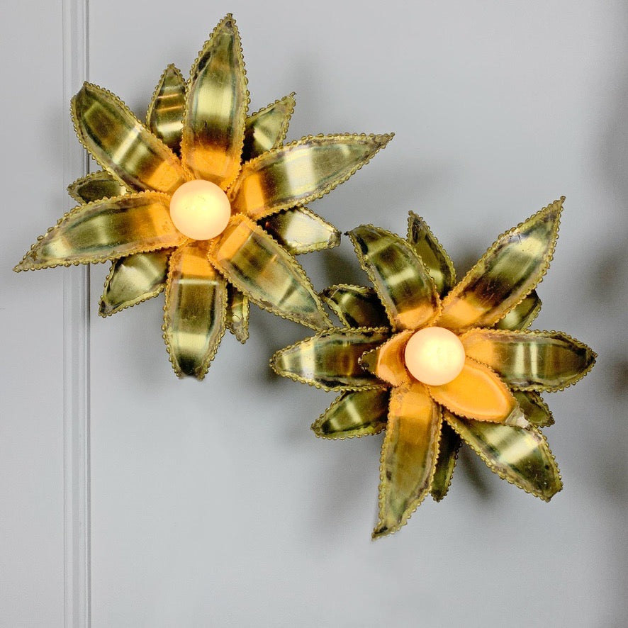 Pair of Maison Jansen Flower Wall Lights